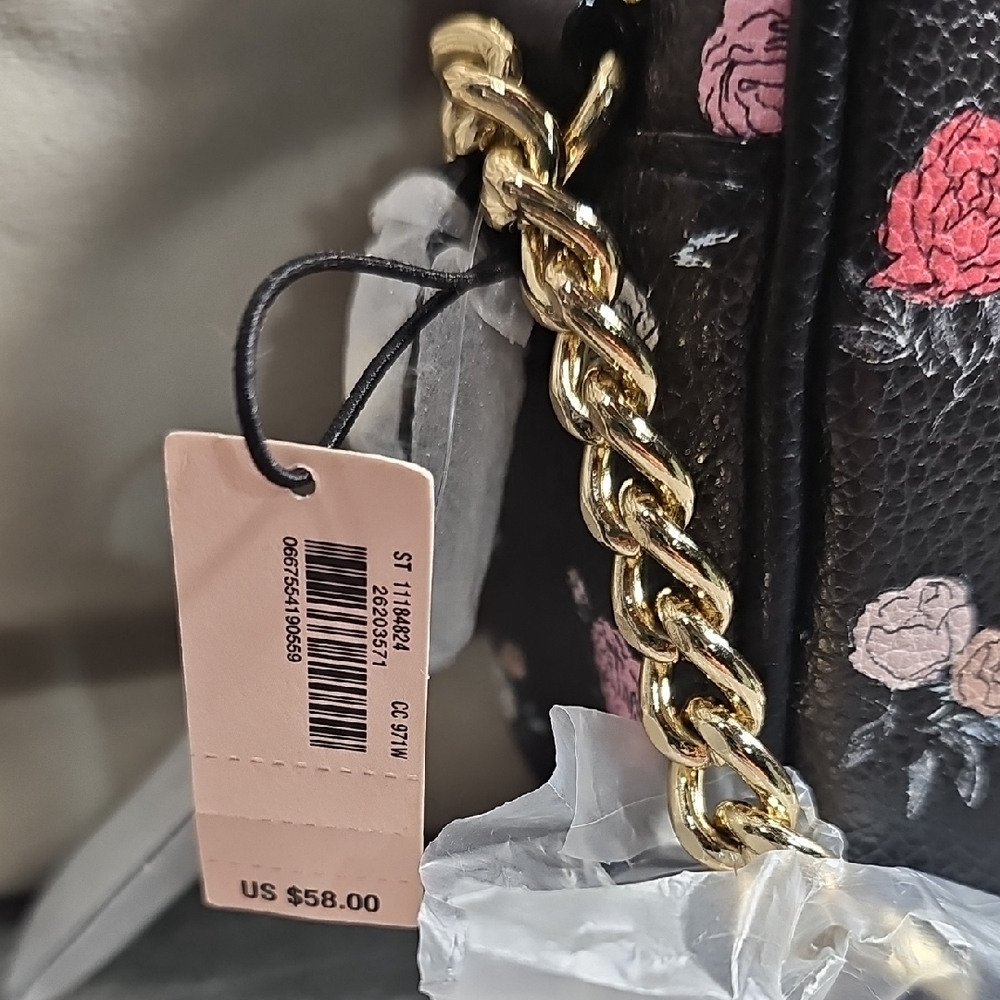 Victoria's Secret Black and Pink Floral Crossbody Bag - Picture 2 of 5